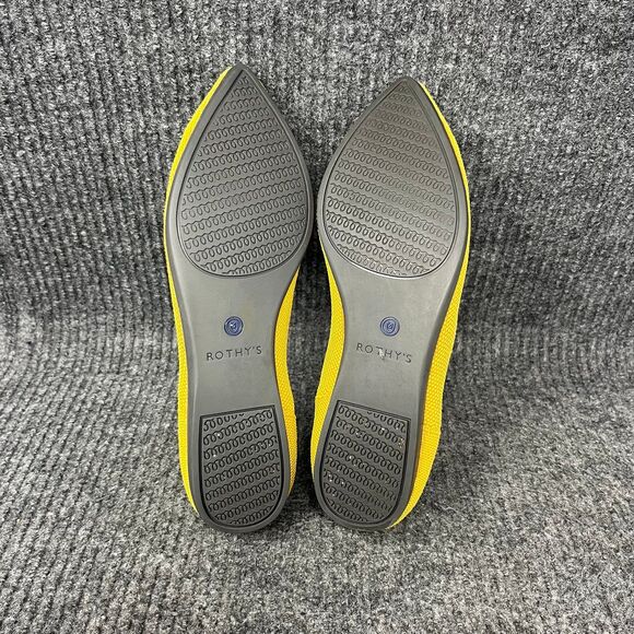 Rothy’s The Point Pointed Toe Flats Yellow Slip On Knit Women’s 8 - Picture 5 of 6